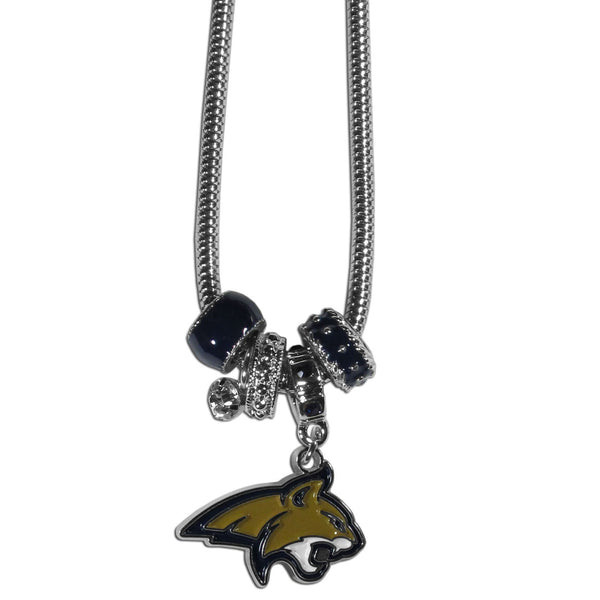 NCAA - Montana St. Bobcats Euro Bead Necklace-Jewelry & Accessories,Necklaces,Euro Bead Necklaces,College Euro Bead Necklaces-JadeMoghul Inc.