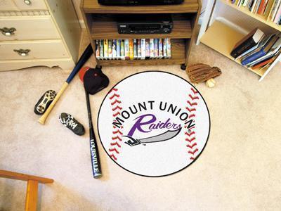 Round Area Rugs NCAA Mount Union Baseball Mat 27" diameter