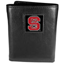 NCAA - N. Carolina St. Wolfpack Deluxe Leather Tri-fold Wallet Packaged in Gift Box-Wallets & Checkbook Covers,Tri-fold Wallets,Deluxe Tri-fold Wallets,Gift Box Packaging,College Tri-fold Wallets-JadeMoghul Inc.