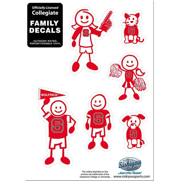 NCAA - N. Carolina St. Wolfpack Family Decal Set Small-Automotive Accessories,Decals,Family Character Decals,Small Family Decals,College Small Family Decals-JadeMoghul Inc.