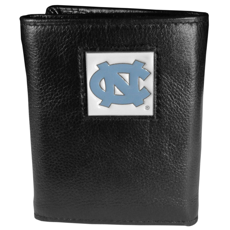NCAA - N. Carolina Tar Heels Deluxe Leather Tri-fold Wallet Packaged in Gift Box-Wallets & Checkbook Covers,Tri-fold Wallets,Deluxe Tri-fold Wallets,Gift Box Packaging,College Tri-fold Wallets-JadeMoghul Inc.