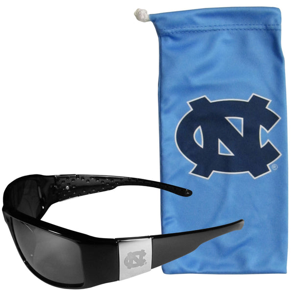 NCAA - N. Carolina Tar Heels Etched Chrome Wrap Sunglasses and Bag-Sunglasses, Eyewear & Accessories,College Eyewear,N. Carolina Tar Heels Eyewear-JadeMoghul Inc.