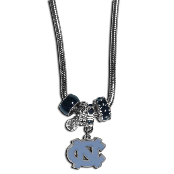 NCAA - N. Carolina Tar Heels Euro Bead Necklace-Jewelry & Accessories,Necklaces,Euro Bead Necklaces,College Euro Bead Necklaces-JadeMoghul Inc.
