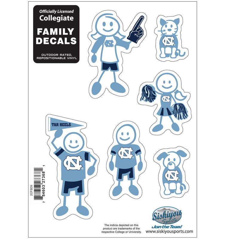 NCAA - N. Carolina Tar Heels Family Decal Set Small-Automotive Accessories,Decals,Family Character Decals,Small Family Decals,College Small Family Decals-JadeMoghul Inc.