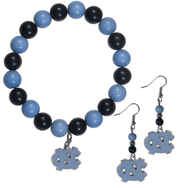 NCAA - N. Carolina Tar Heels Fan Bead Earrings and Bracelet Set-Jewelry & Accessories,Jewelry Sets,Fan Bead Earrings and Bracelet-JadeMoghul Inc.