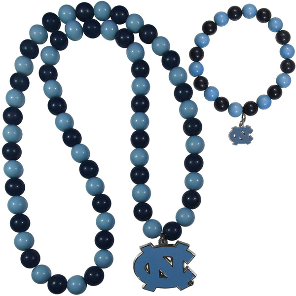 NCAA - N. Carolina Tar Heels Fan Bead Necklace and Bracelet Set-Jewelry & Accessories,College Jewelry,N. Carolina Tar Heels Jewelry-JadeMoghul Inc.