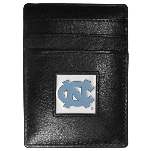 NCAA - N. Carolina Tar Heels Leather Money Clip/Cardholder Packaged in Gift Box-Wallets & Checkbook Covers,Money Clip/Cardholders,Gift Box Packaging,College Money Clip/Cardholders-JadeMoghul Inc.
