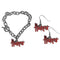 NCAA - Nebraska Cornhuskers Chain Bracelet and Dangle Earring Set-Jewelry & Accessories,College Jewelry,Nebraska Cornhuskers Jewelry-JadeMoghul Inc.