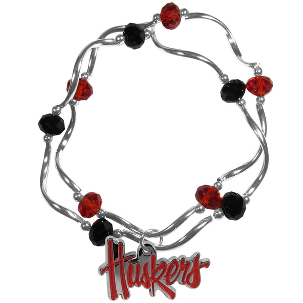 NCAA - Nebraska Cornhuskers Crystal Bead Bracelet-Jewelry & Accessories,College Jewelry,College Bracelets,Crystal Bead Bracelets-JadeMoghul Inc.