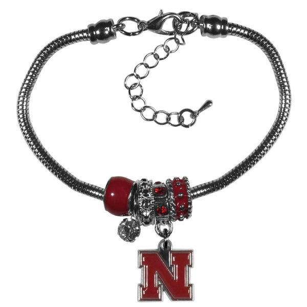 NCAA - Nebraska Cornhuskers Euro Bead Bracelet-Jewelry & Accessories,Bracelets,Euro Bead Bracelets,College Euro Bead Bracelets-JadeMoghul Inc.