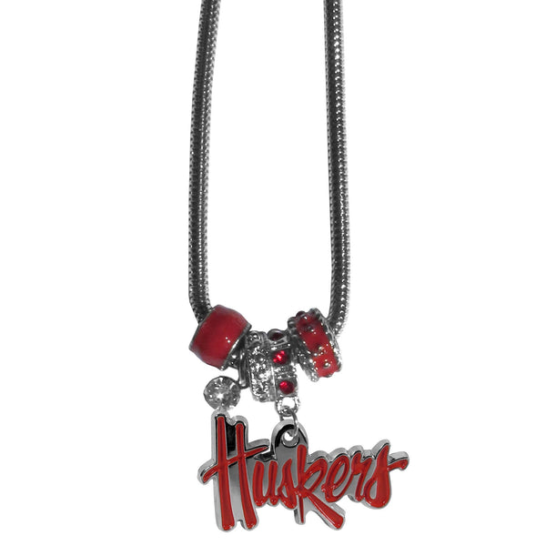 NCAA - Nebraska Cornhuskers Euro Bead Necklace-Jewelry & Accessories,Necklaces,Euro Bead Necklaces,College Euro Bead Necklaces-JadeMoghul Inc.