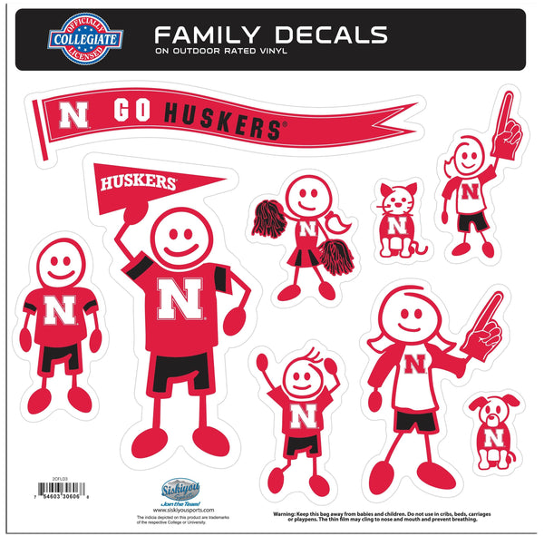 NCAA - Nebraska Cornhuskers Family Decal Set Large-Automotive Accessories,Decals,Family Character Decals,Large Family Decals,College Large Family Decals-JadeMoghul Inc.