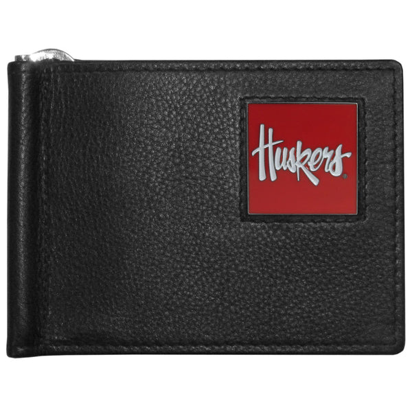 NCAA - Nebraska Cornhuskers Leather Bill Clip Wallet-Wallets & Checkbook Covers,Bill Clip Wallets,College Bill Clip Wallets-JadeMoghul Inc.