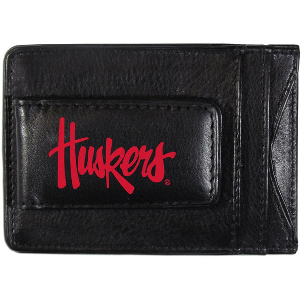 NCAA - Nebraska Cornhuskers Logo Leather Cash and Cardholder-Wallets & Checkbook Covers,College Wallets,Nebraska Cornhuskers Wallets-JadeMoghul Inc.
