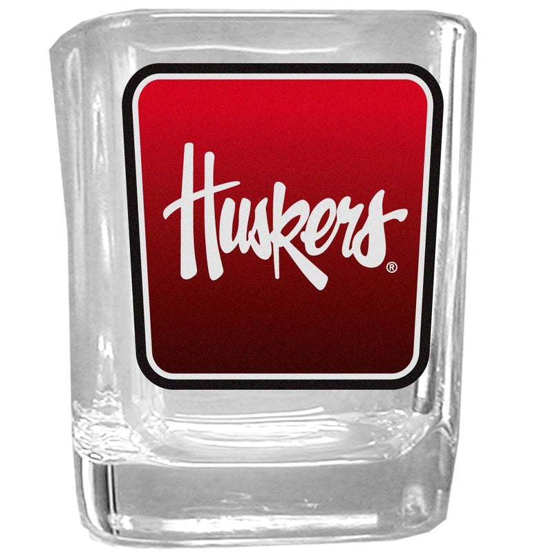 NCAA - Nebraska Cornhuskers Square Glass Shot Glass-Beverage Ware,Shot Glass,Graphic Shot Glass Set,College Graphic Shot Glass Set-JadeMoghul Inc.