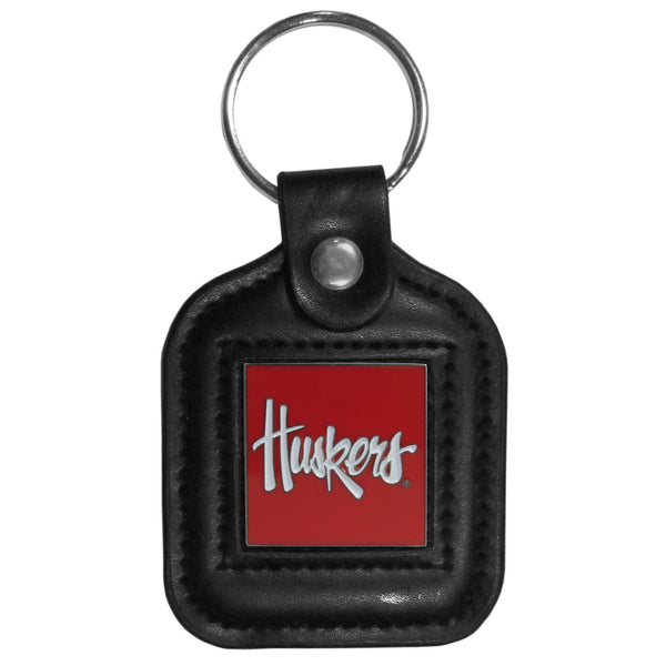 NCAA - Nebraska Cornhuskers Square Leatherette Key Chain-Key Chains,Leatherette Key Chains,College Leatherette Key Chains-JadeMoghul Inc.