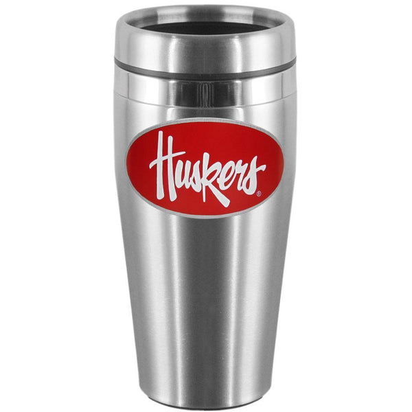 NCAA - Nebraska Cornhuskers Steel Travel Mug-Beverage Ware,Travel Mugs,Steel Travel Mugs w/Handle,College Steel Travel Mugs with Handle-JadeMoghul Inc.