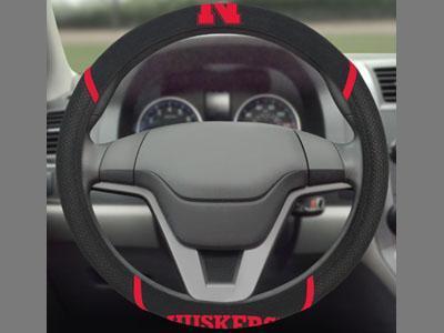 Logo Mats NCAA Nebraska Steering Wheel Cover 15"x15"