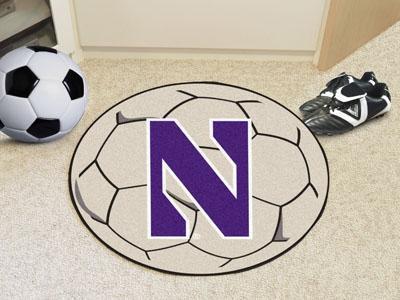 Round Entry Rugs NCAA Northwestern Soccer Ball 27" diameter