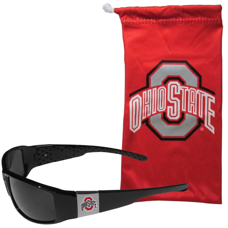 NCAA - Ohio St. Buckeyes Chrome Wrap Sunglasses and Bag-Sunglasses, Eyewear & Accessories,College Eyewear,Ohio St. Buckeyes Eyewear-JadeMoghul Inc.