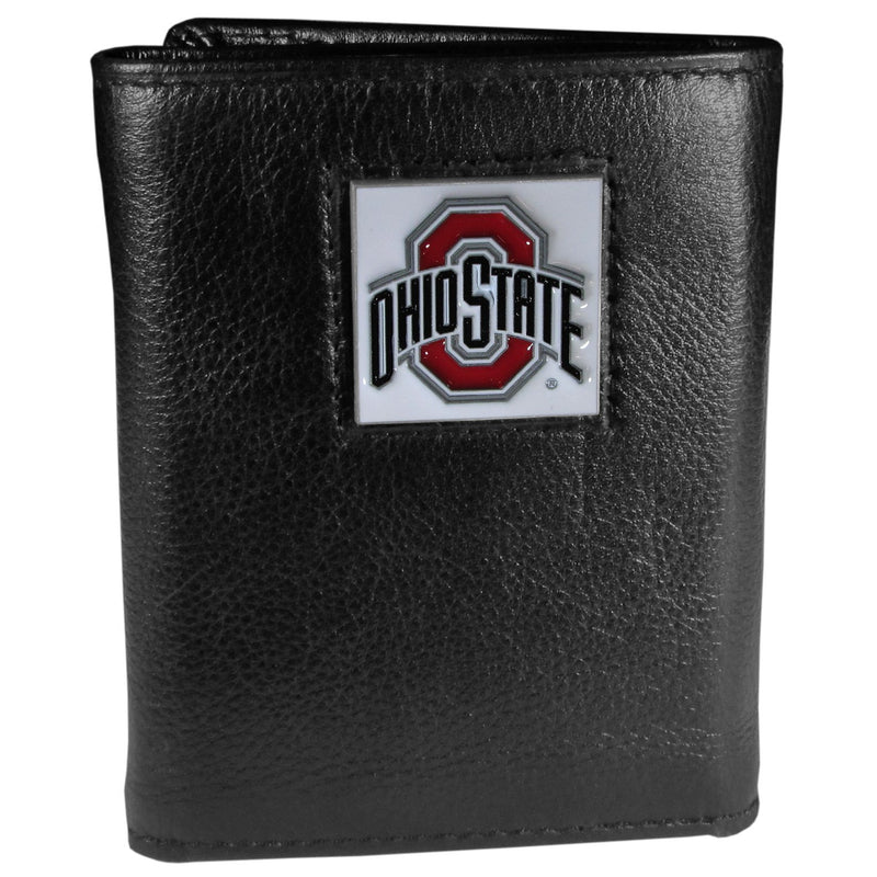 NCAA - Ohio St. Buckeyes Deluxe Leather Tri-fold Wallet Packaged in Gift Box-Wallets & Checkbook Covers,Tri-fold Wallets,Deluxe Tri-fold Wallets,Gift Box Packaging,College Tri-fold Wallets-JadeMoghul Inc.