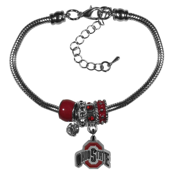 NCAA - Ohio St. Buckeyes Euro Bead Bracelet-Jewelry & Accessories,Bracelets,Euro Bead Bracelets,College Euro Bead Bracelets-JadeMoghul Inc.