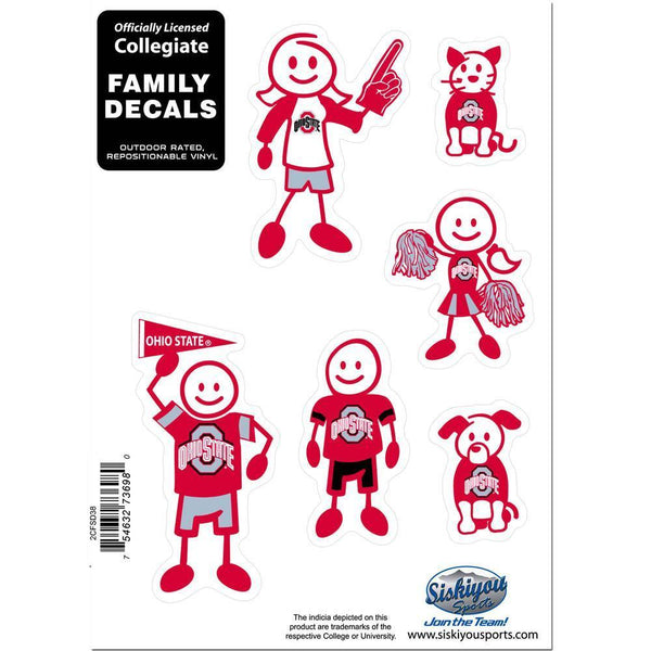 NCAA - Ohio St. Buckeyes Family Decal Set Small-Automotive Accessories,Decals,Family Character Decals,Small Family Decals,College Small Family Decals-JadeMoghul Inc.