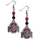 NCAA - Ohio St. Buckeyes Fan Bead Dangle Earrings-Jewelry & Accessories,Earrings,Fan Bead Earrings,College Fan Bead Earrings-JadeMoghul Inc.