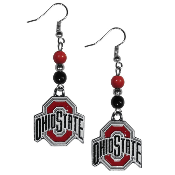NCAA - Ohio St. Buckeyes Fan Bead Dangle Earrings-Jewelry & Accessories,Earrings,Fan Bead Earrings,College Fan Bead Earrings-JadeMoghul Inc.
