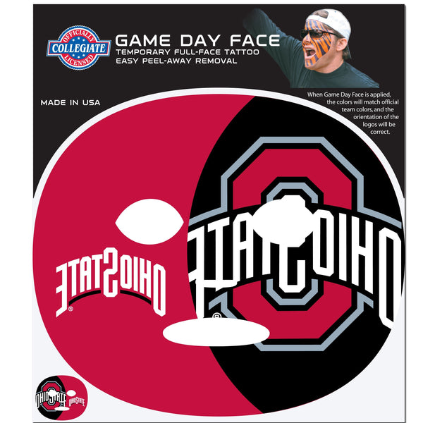 NCAA - Ohio St. Buckeyes Game Face Temporary Tattoo-Tailgating & BBQ Accessories,Game Day Face Temporary Tattoos,College Game Day Faces-JadeMoghul Inc.