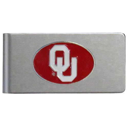 NCAA - Oklahoma Sooners Brushed Metal Money Clip-Wallets & Checkbook Covers,Money Clips,Brushed Money Clips,College Brushed Money Clips-JadeMoghul Inc.