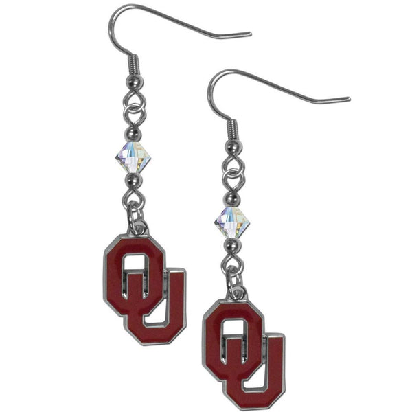 NCAA - Oklahoma Sooners Crystal Dangle Earrings-Jewelry & Accessories,Earrings,Crystal Dangle Earrings,College Crystal Earrings-JadeMoghul Inc.