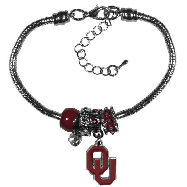 NCAA - Oklahoma Sooners Euro Bead Bracelet-Jewelry & Accessories,Bracelets,Euro Bead Bracelets,College Euro Bead Bracelets-JadeMoghul Inc.