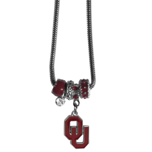 NCAA - Oklahoma Sooners Euro Bead Necklace-Jewelry & Accessories,Necklaces,Euro Bead Necklaces,College Euro Bead Necklaces-JadeMoghul Inc.