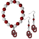 NCAA - Oklahoma Sooners Fan Bead Earrings and Bracelet Set-Jewelry & Accessories,Jewelry Sets,Fan Bead Earrings and Bracelet-JadeMoghul Inc.