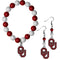 NCAA - Oklahoma Sooners Fan Bead Earrings and Bracelet Set-Jewelry & Accessories,Jewelry Sets,Fan Bead Earrings and Bracelet-JadeMoghul Inc.