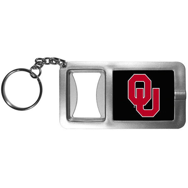 NCAA - Oklahoma Sooners Flashlight Key Chain with Bottle Opener-Key Chains,Flashlight Key Chain With Bottle Opener,College Flashlight Key Chain With Bottle Opener-JadeMoghul Inc.