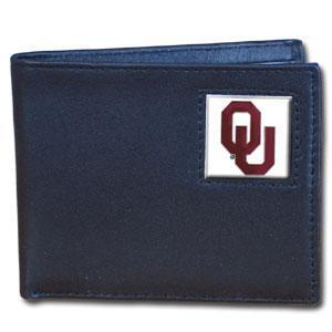 NCAA - Oklahoma Sooners Leather Bi-fold Wallet Packaged in Gift Box-Wallets & Checkbook Covers,Bi-fold Wallets,Gift Box Packaging,College Bi-fold Wallets-JadeMoghul Inc.