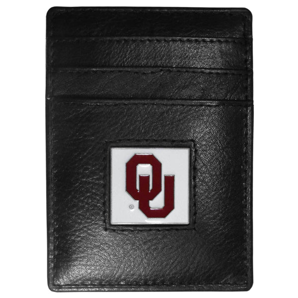 NCAA - Oklahoma Sooners Leather Money Clip/Cardholder Packaged in Gift Box-Wallets & Checkbook Covers,Money Clip/Cardholders,Gift Box Packaging,College Money Clip/Cardholders-JadeMoghul Inc.