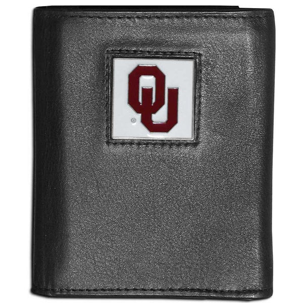 NCAA - Oklahoma Sooners Leather Tri-fold Wallet-Wallets & Checkbook Covers,Tri-fold Wallets,Tri-fold Wallets,College Tri-fold Wallets-JadeMoghul Inc.