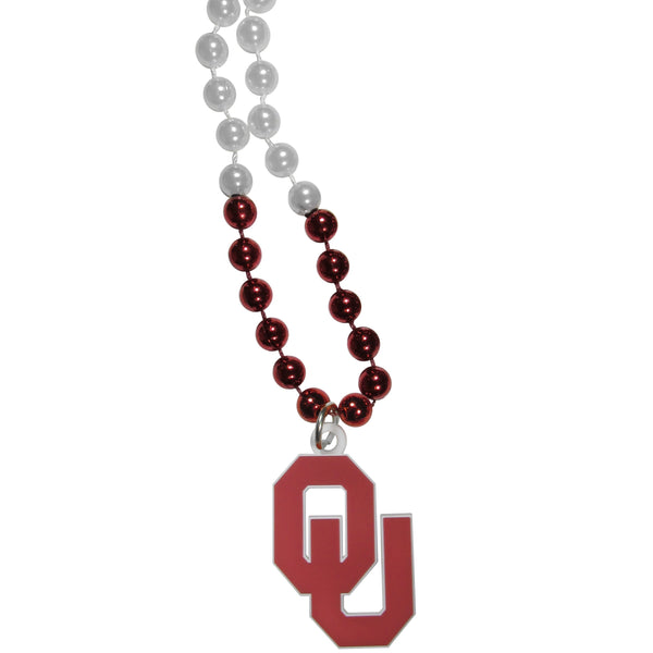 NCAA - Oklahoma Sooners Mardi Gras Necklace-Jewelry & Accessories,College Jewelry,College Necklaces,Mardi Gras Bead Necklaces-JadeMoghul Inc.
