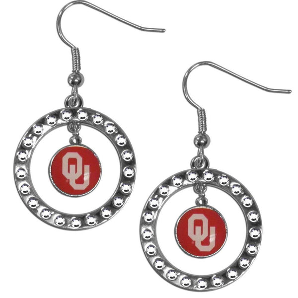 NCAA - Oklahoma Sooners Rhinestone Hoop Earrings-Jewelry & Accessories,Earrings,Rhinestone Hoop Earrings,College Rhinestone Hoop Earrings-JadeMoghul Inc.