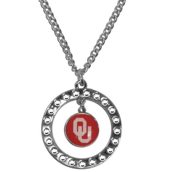 NCAA - Oklahoma Sooners Rhinestone Hoop Necklace-Jewelry & Accessories,Necklaces,Rhinestone Hoop Necklaces,College Rhinestone Hoop Necklaces-JadeMoghul Inc.