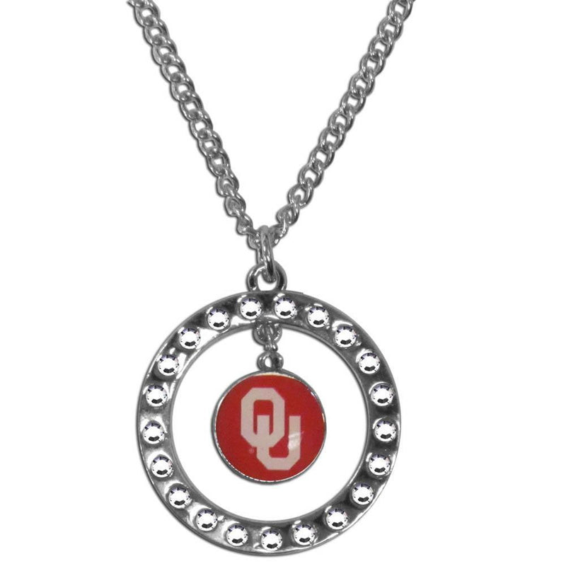 NCAA - Oklahoma Sooners Rhinestone Hoop Necklace-Jewelry & Accessories,Necklaces,Rhinestone Hoop Necklaces,College Rhinestone Hoop Necklaces-JadeMoghul Inc.