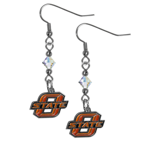 NCAA - Oklahoma State Cowboys Crystal Dangle Earrings-Jewelry & Accessories,Earrings,Crystal Dangle Earrings,College Crystal Earrings-JadeMoghul Inc.