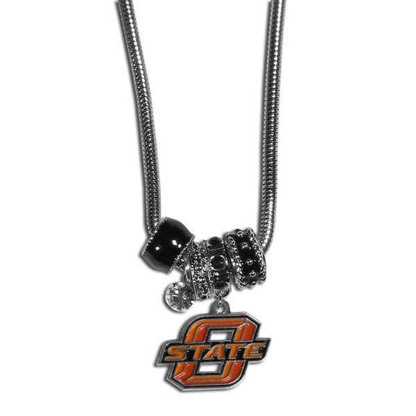 NCAA - Oklahoma State Cowboys Euro Bead Necklace-Jewelry & Accessories,Necklaces,Euro Bead Necklaces,College Euro Bead Necklaces-JadeMoghul Inc.