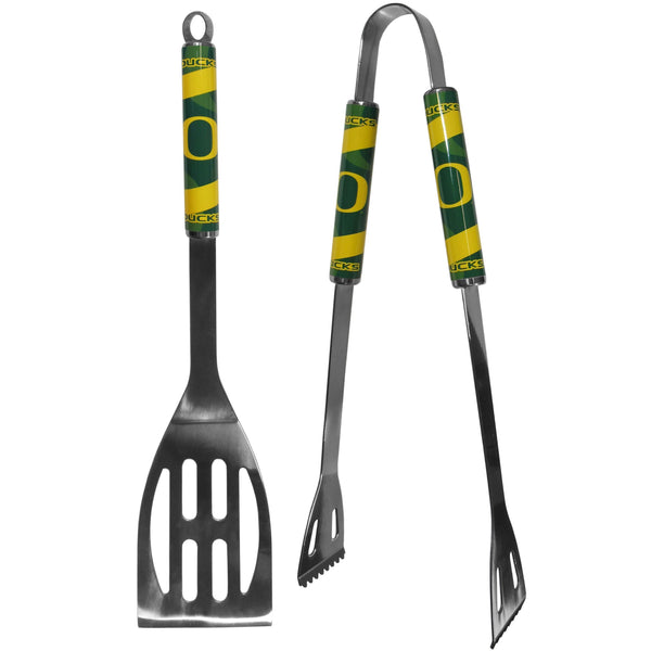 NCAA - Oregon Ducks 2 pc Steel BBQ Tool Set-Tailgating & BBQ Accessories,BBQ Tools,2 pc Steel Tool Set,College 2 pc Steel Tool Set-JadeMoghul Inc.