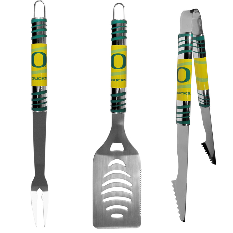 NCAA - Oregon Ducks 3 pc Tailgater BBQ Set-Tailgating & BBQ Accessories,BBQ Tools,3 pc Tailgater Tool Set,College 3 pc Tailgater Tool Set-JadeMoghul Inc.