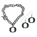 NCAA - Oregon Ducks Chain Bracelet and Dangle Earring Set-Jewelry & Accessories,College Jewelry,Oregon Ducks Jewelry-JadeMoghul Inc.