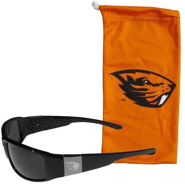 NCAA - Oregon St. Beavers Etched Chrome Wrap Sunglasses and Bag-Sunglasses, Eyewear & Accessories,College Eyewear,Oregon St. Beavers Eyewear-JadeMoghul Inc.
